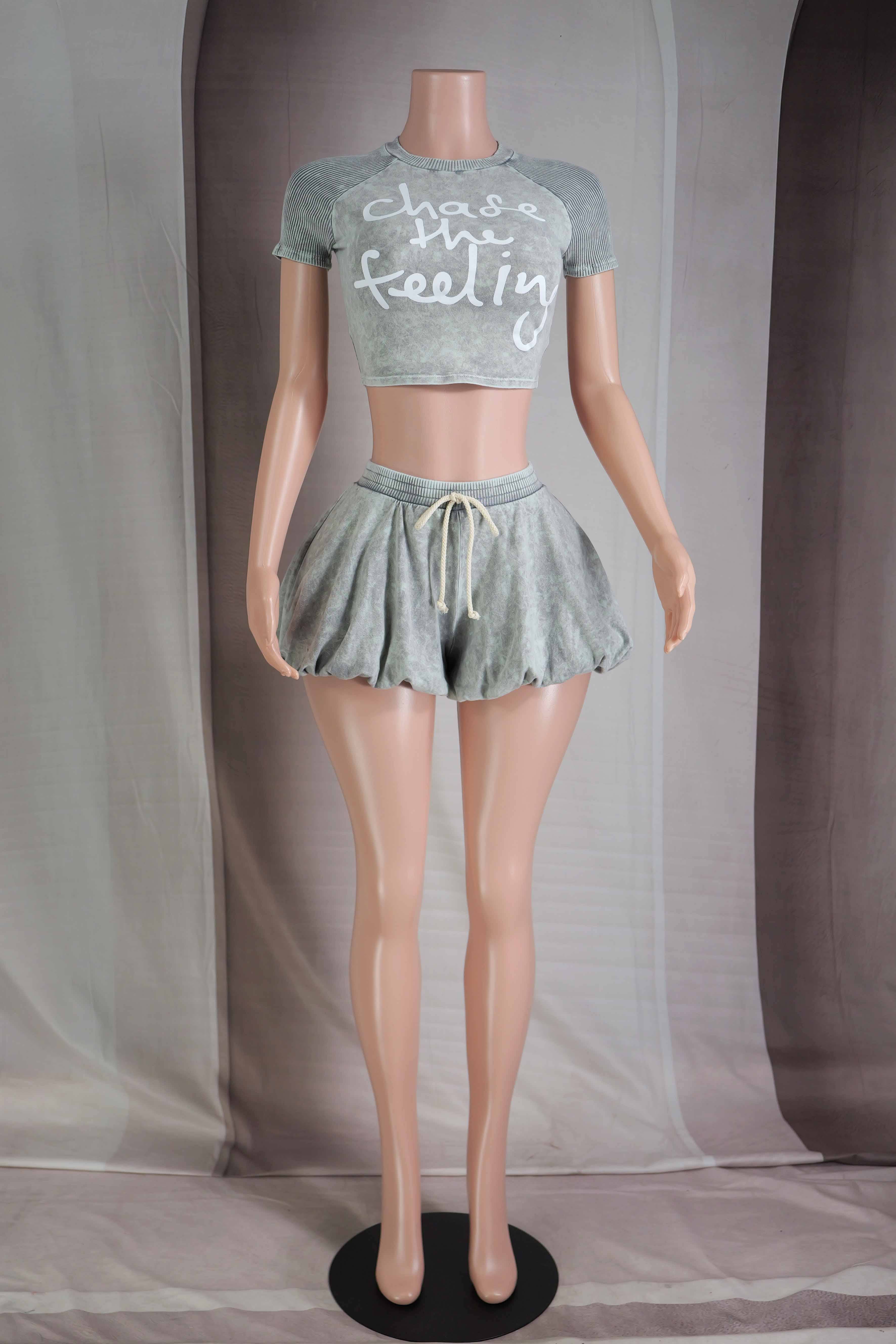 Dalia Studio - Wholesale Top & Pant Set (NOT Loungewear) - Women's - MINERAL WASH GRAPHIC TOP & BUBBLE SHORT SET8