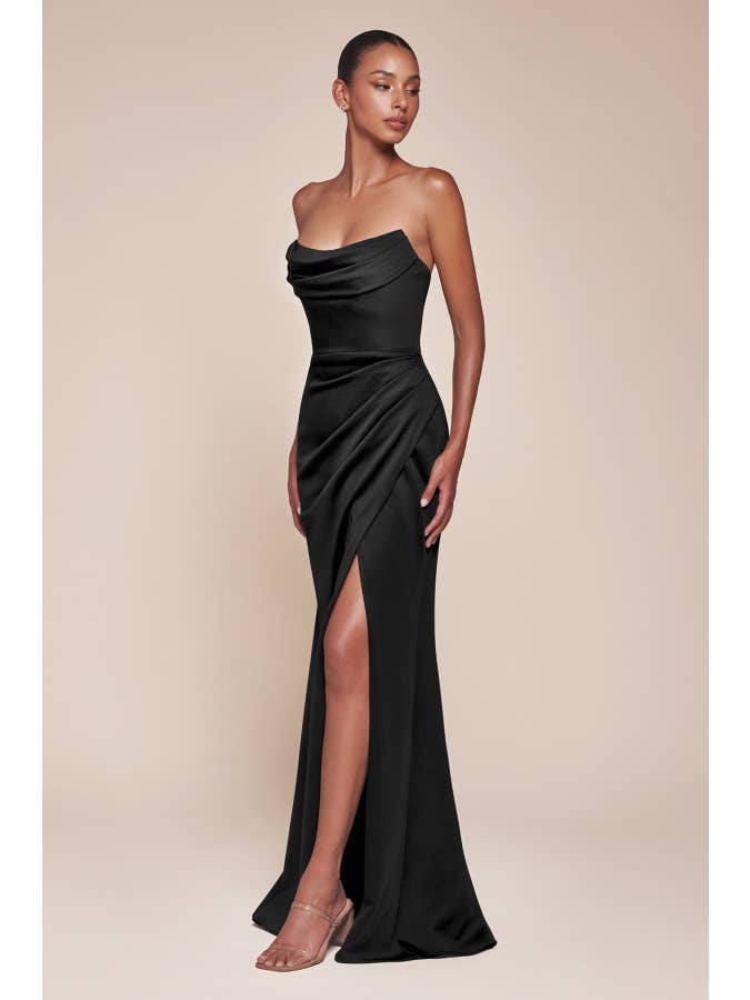 Ladivine by Cinderella Divine - Wholesale Gown - Women's - STRAPLESS CHIFFON GOWN