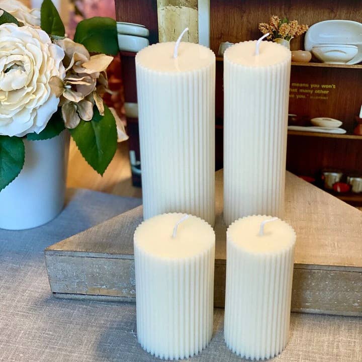 Minimalist Ribbed Candles for Effortless Home Decor and other Purchase Wholesale ribbed pillar candles. Free Returns & Net 60 Terms on Faire trending on Faire.