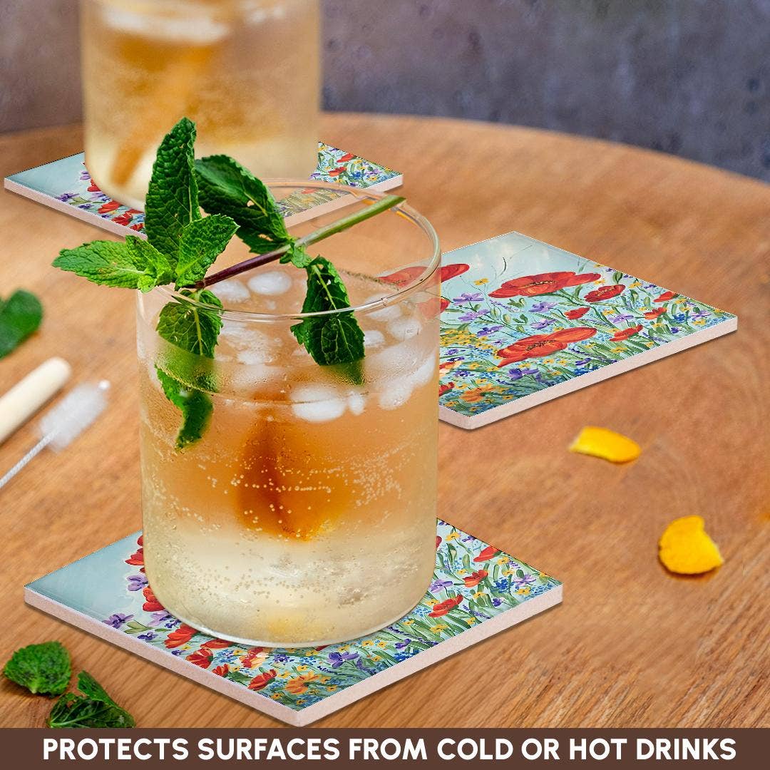 3dRose – wholesale Underlägg – 3dRose, Bild av röda vallmoblommor, Underlägg2