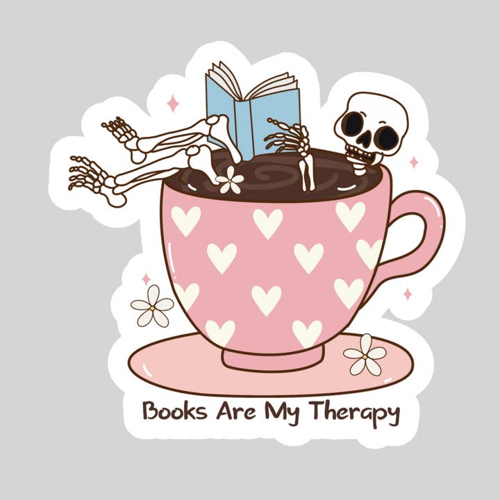 Books are my Therapy – 3" Waterproof Bookish Sticker with Holo Overlay – Reading, Books, Reader Gift, Book Lover for wholesale by Purely Bookish