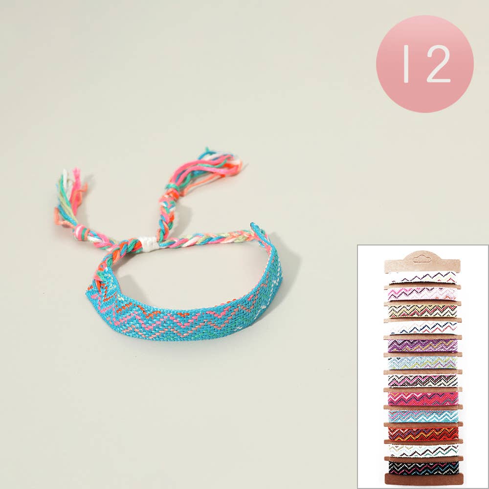 Sensibling Corp. - Vente Bracelet tissé/tressé - 12PCS - Bracelets d'amitié tressés réglables colorés avec nœud coulissant0