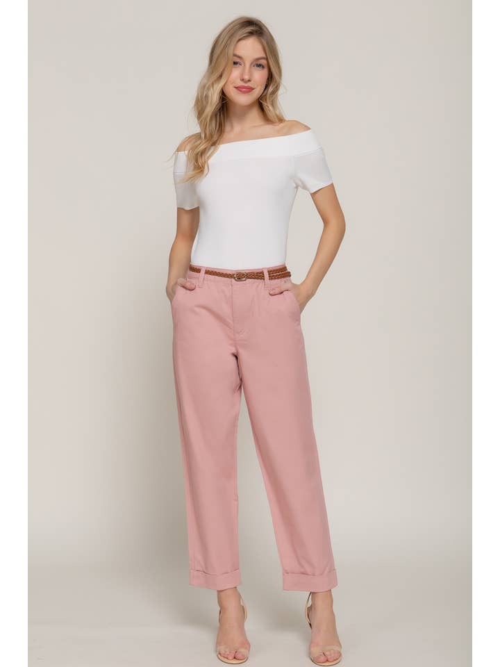 Active Basic | Active USA - Wholesale Pants - Women's - Chino Pants with Braided Belt19