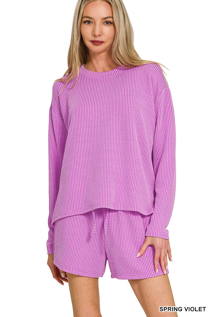 42POPS - Wholesale Lounge Set - Women's - Raised Rib Tee & Shorts 2PC Set 15