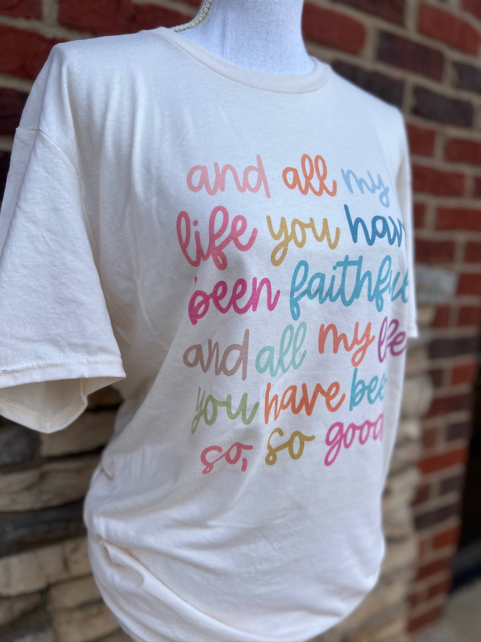 RMN Wholesale - Wholesale T-Shirt (Graphic) - Unisex - All My Life You Have Been Faithful Multicolor on Cream Tee4