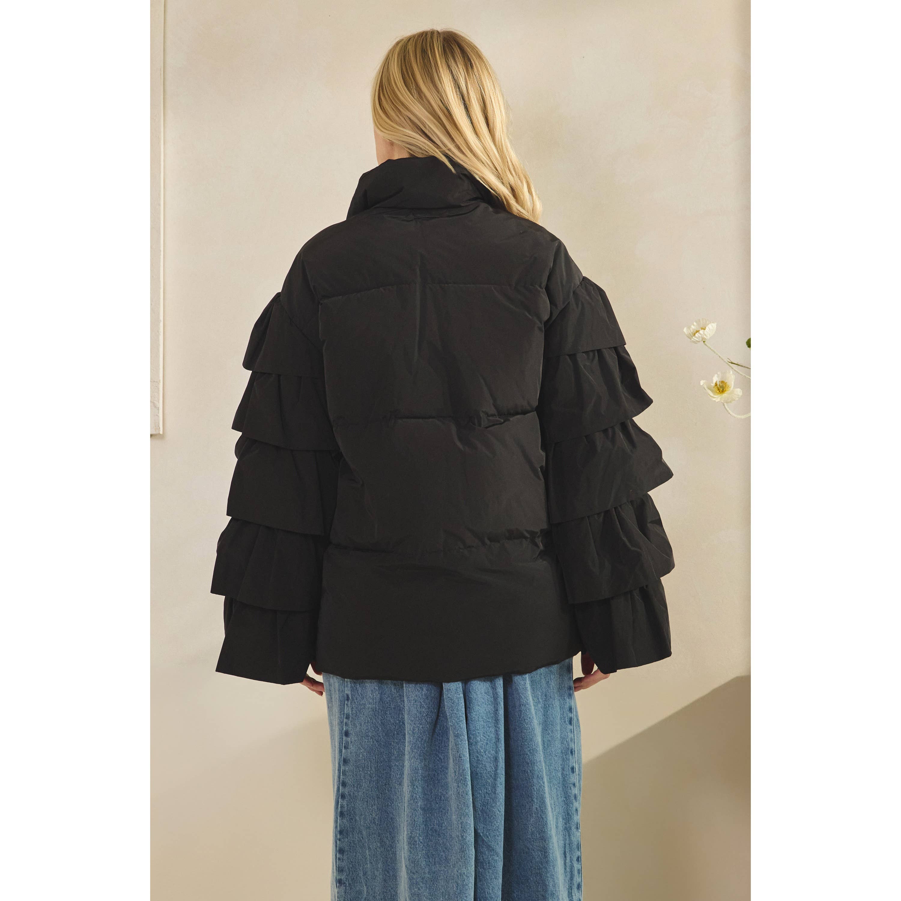 Veveret - Wholesale Jacket - Women's - Tiered Ruffle Long Sleeve Padded Jacket18