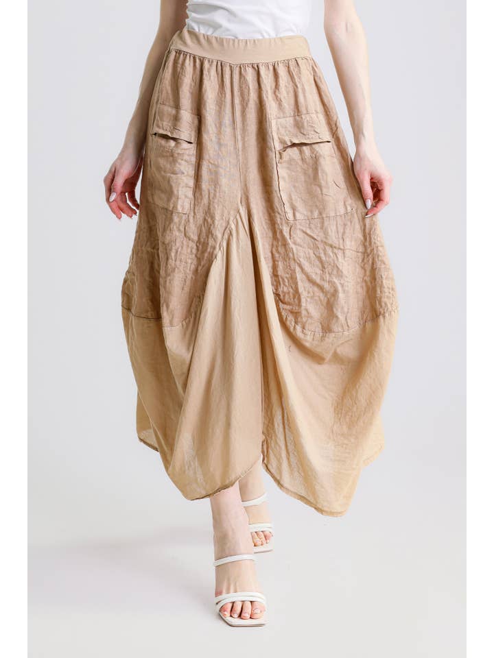 TINA Stephens Italy/Tees By Tina - Wholesale Skirt - Women's - Brenna Cotton/Linen Bunched Pocket Skirt (SL102W)45