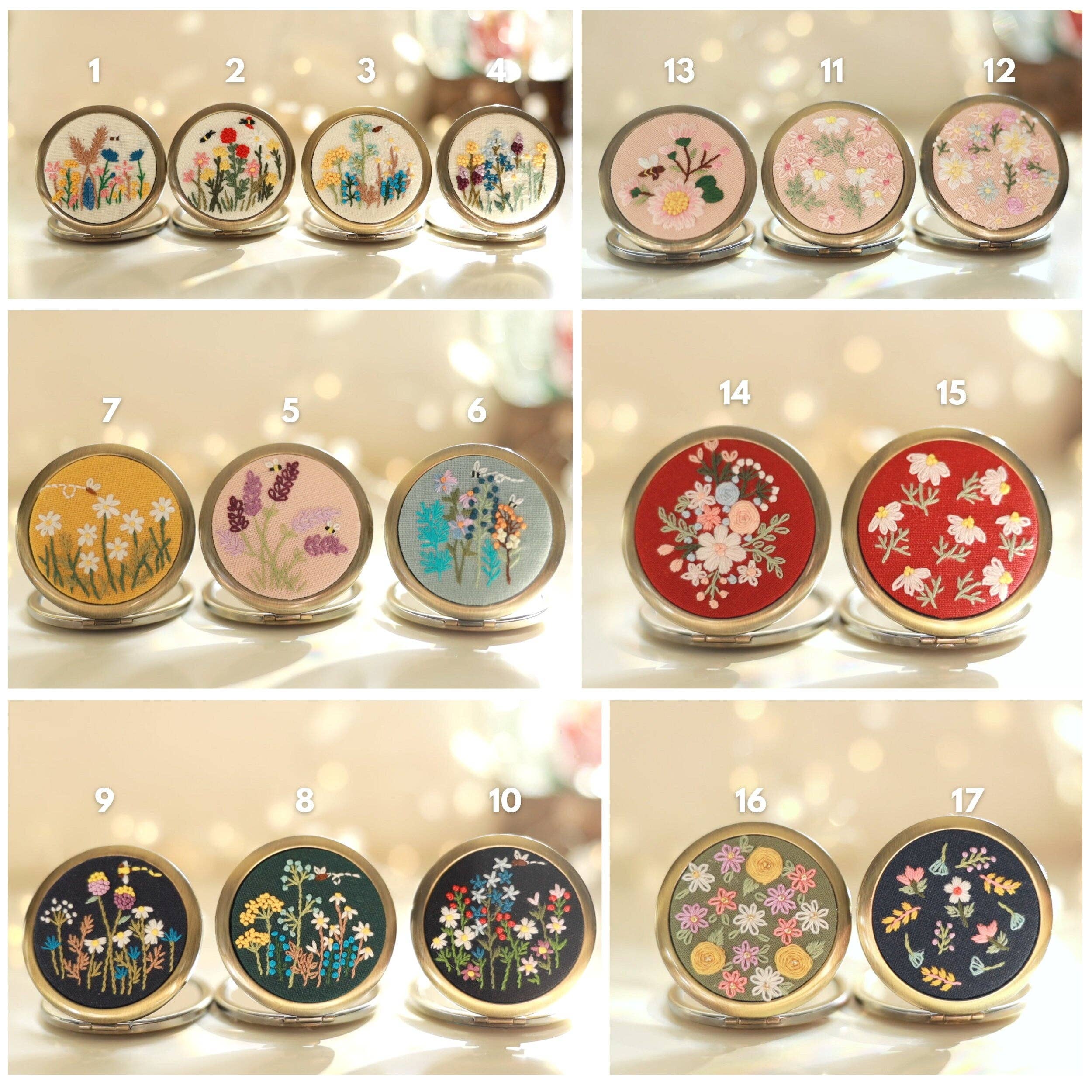 Finer Embroidery - Wholesale Compact Mirror - Floral Embroidered Compact Mirror6