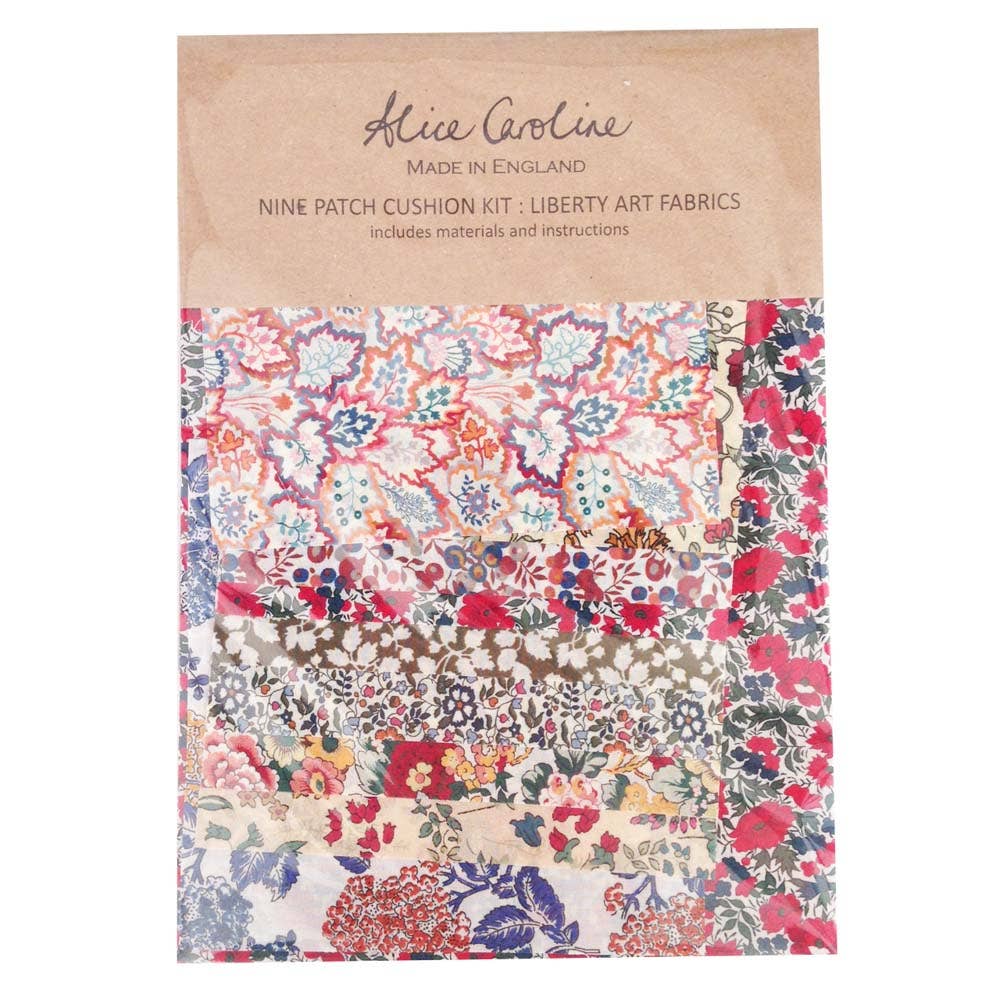 Alice Caroline - Vendita all'ingrosso Kit da cucito creativo - Kit cuscino Nine Patch con tessuto Liberty Tana Lawn a colori misti3