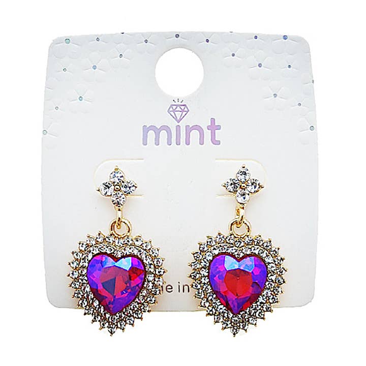 Crystal Heart Halo Earring for wholesale by Atlas Fashion