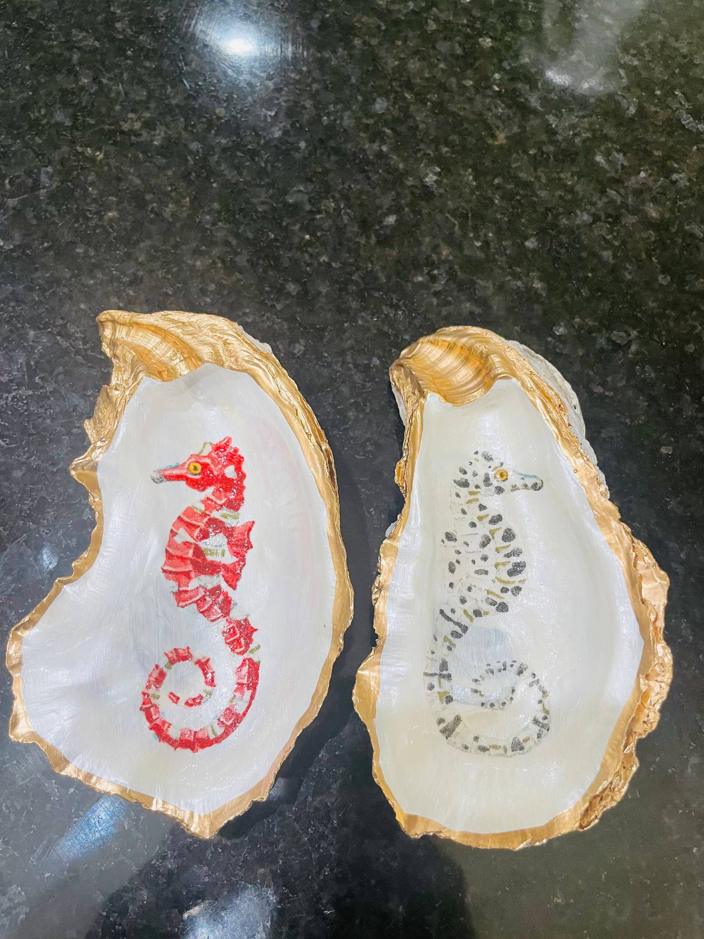 Shells by Shea - Wholesale Jewelry Dish - Oyster Shell trinket Dish, Seahorse Oyster Trinket Dish1