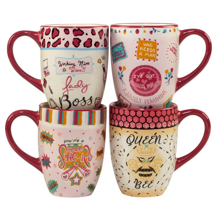 Certified International - Venta al por mayor Taza - Juego de 4 tazas Lolita Lady Boss de 16 oz