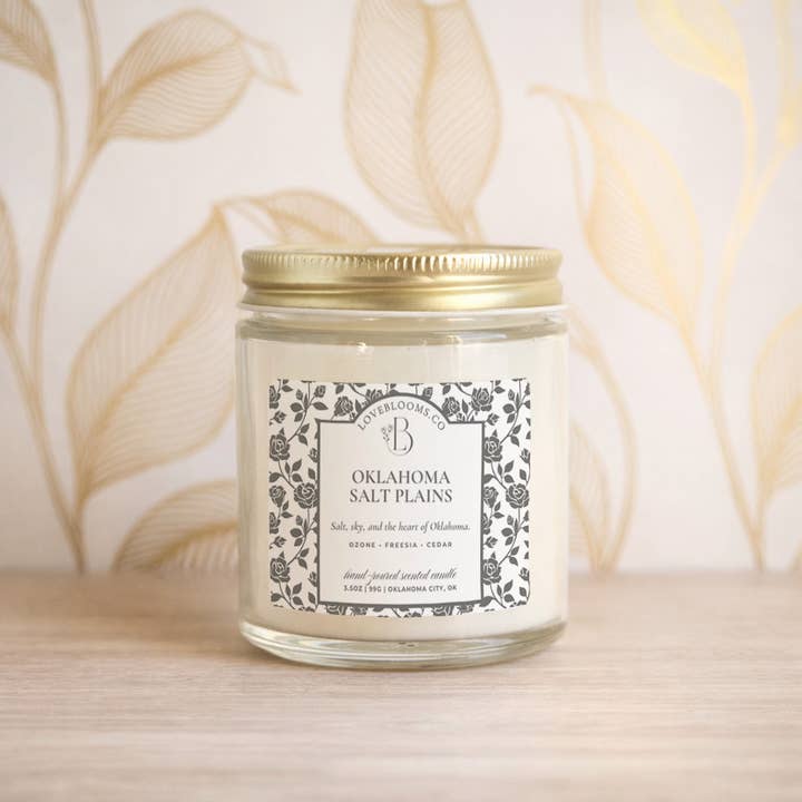 Oklahoma Salt Plains | Scented Candle Selenite + Cedar for wholesale by Love Blooms