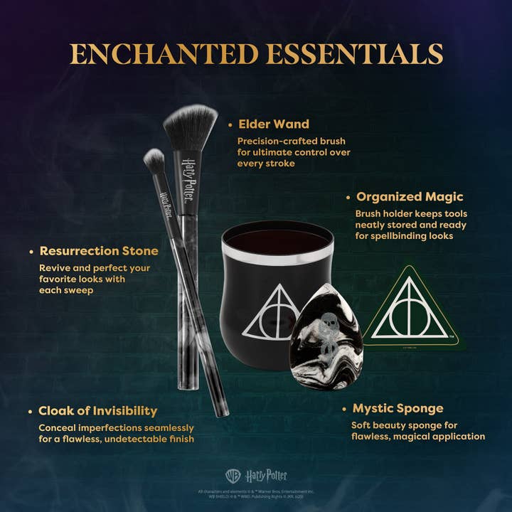 Profusion Cosmetics - Wholesale Makeup Brush Set - HP Dark Arts | Deathly Hallows™ Blend Makeup Brush & Sponge Set4