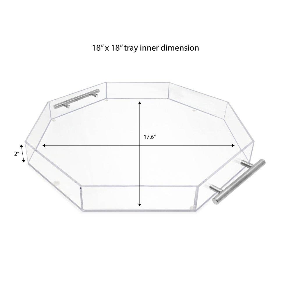 Isaac Jacobs International - Wholesale Serving Tray - Isaac Jacobs Clear Acrylic Serving Tray with Metal Handles45