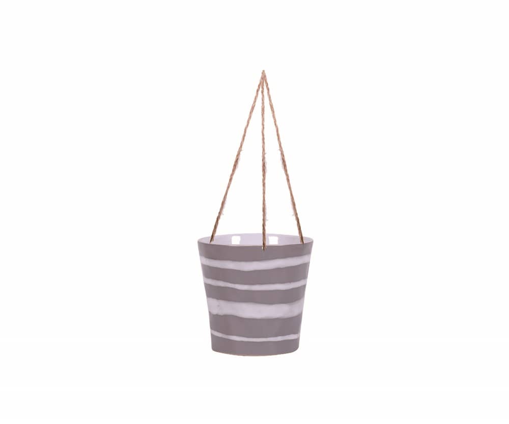Blue Sky Clayworks - Wholesale Hanging Planter - 5.25" Hanging River Flow Flower Pot - Grey0