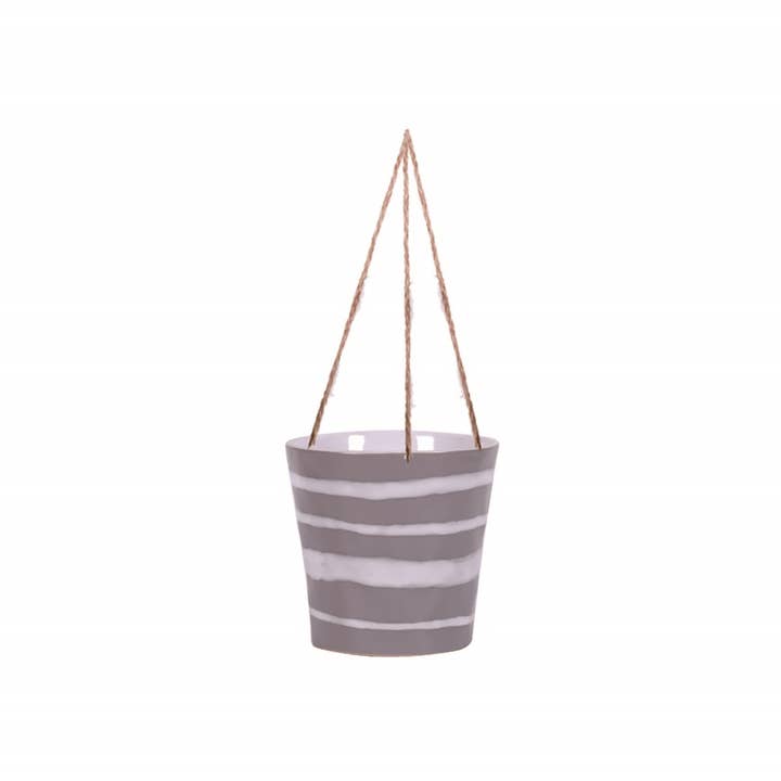 Blue Sky Clayworks - Wholesale Hanging Planter - 5.25" Hanging River Flow Flower Pot - Grey0