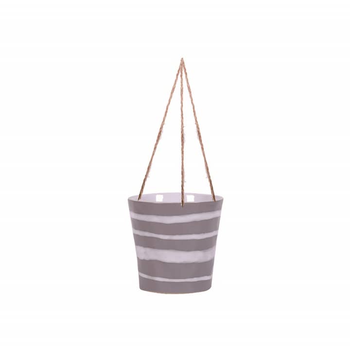 Blue Sky Clayworks - Wholesale Hanging Planter - 5.25" Hanging River Flow Flower Pot - Grey