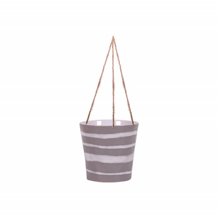 Blue Sky Clayworks - Wholesale Hanging Planter - 5.25" Hanging River Flow Flower Pot - Grey0