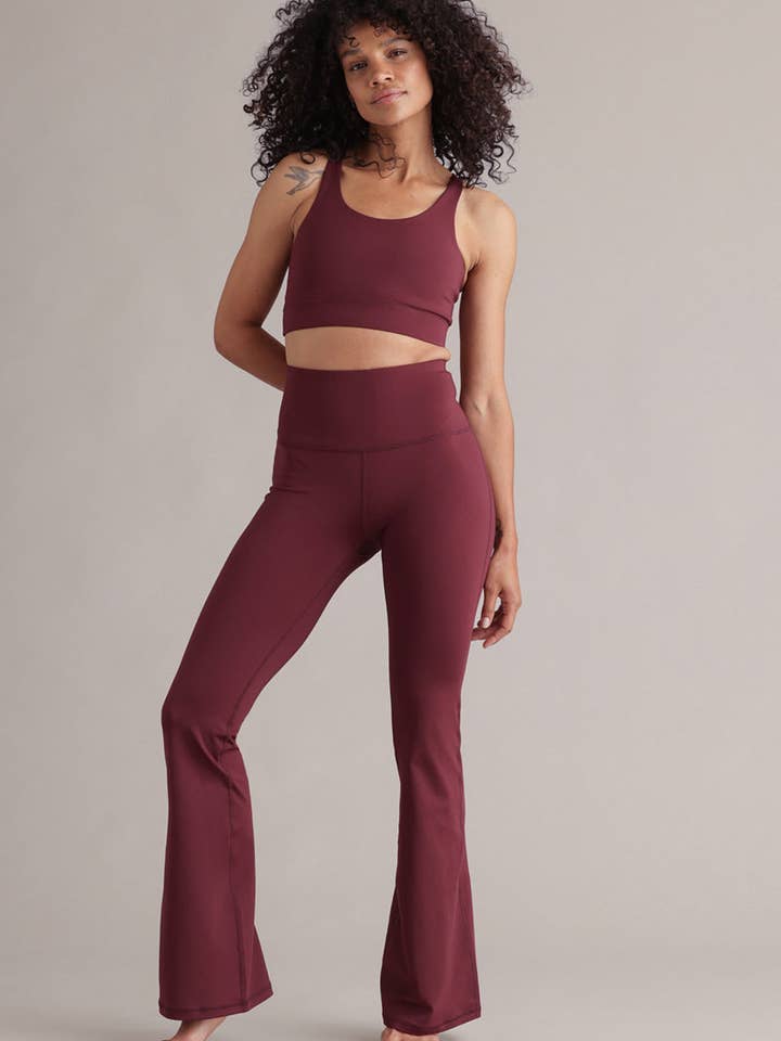 Leggings de Cintura Alta com Perna Larga Sempre Vestida Ameixa Italiana por atacado de Hey Honey