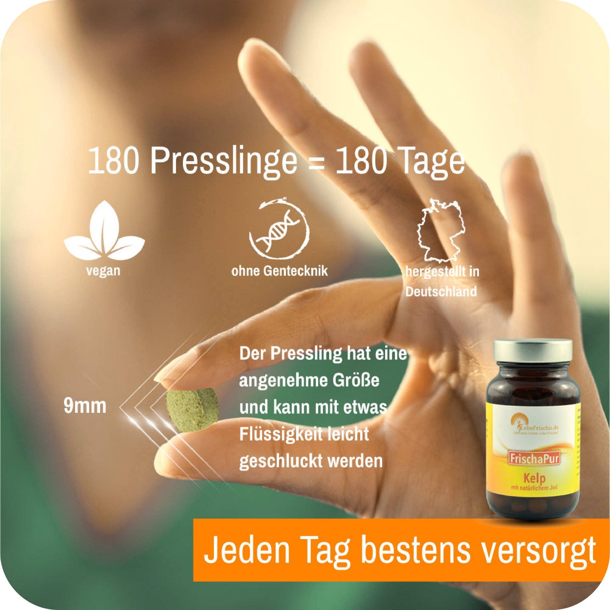 LebeFrischa - Venta al por mayor Suplementos/vitaminas para beber - LebeFrischa Alga Kelp – Yodo Natural 180 Comprimidos3