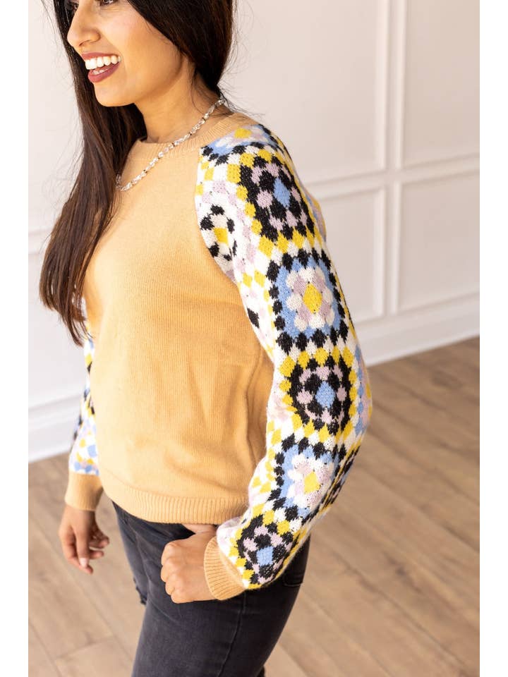 Tan Enchanting Crochet Cozy Sweater for wholesale on Faire3