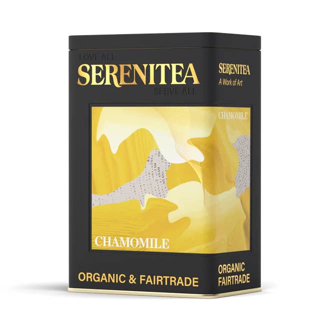 SereniTEA - Wholesale Retailer display – Food & Drink - Chamomile Herbal Black Display With Gold Accents0