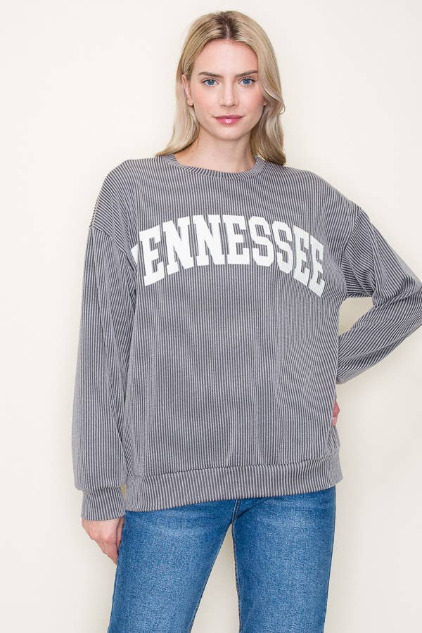 Tres Bien, Inc – wholesale Graphic sweatshirt – Women’s – "TENNESSEE" RIBBED GRAPHIC L/S SWEATSHIRT10