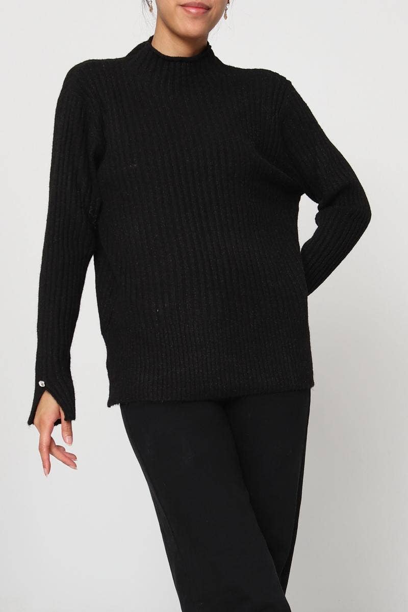 DIX-ONZE - Wholesale Knit Sweater - Women's - Ribbed Knit Sweater with Wavy Finish – Soft Ribbed Knit16