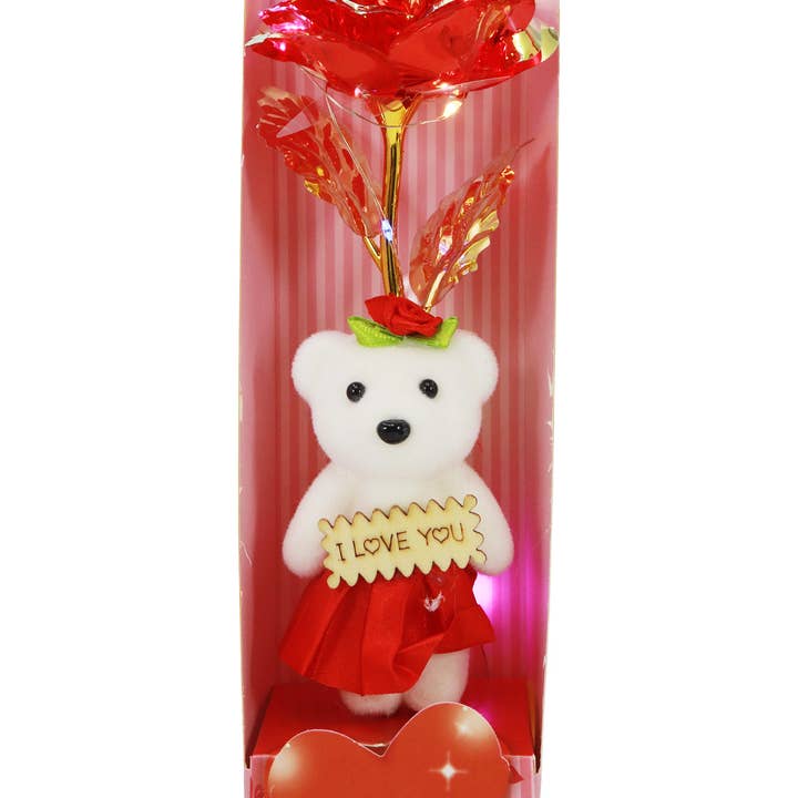ASSORTED Teddy Bear Metallic Galaxy Rose Light-up Gift Box for wholesale on Faire7