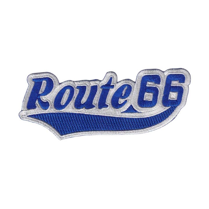 Route 66 Script Text Blue Gray Patch - 7467-11/58 for wholesale by Happy Wood Products