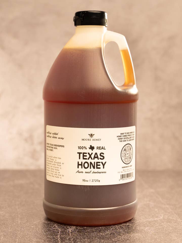 Local Texas Wildflower Honey Half Gallon Jug for wholesale by Moore Honey