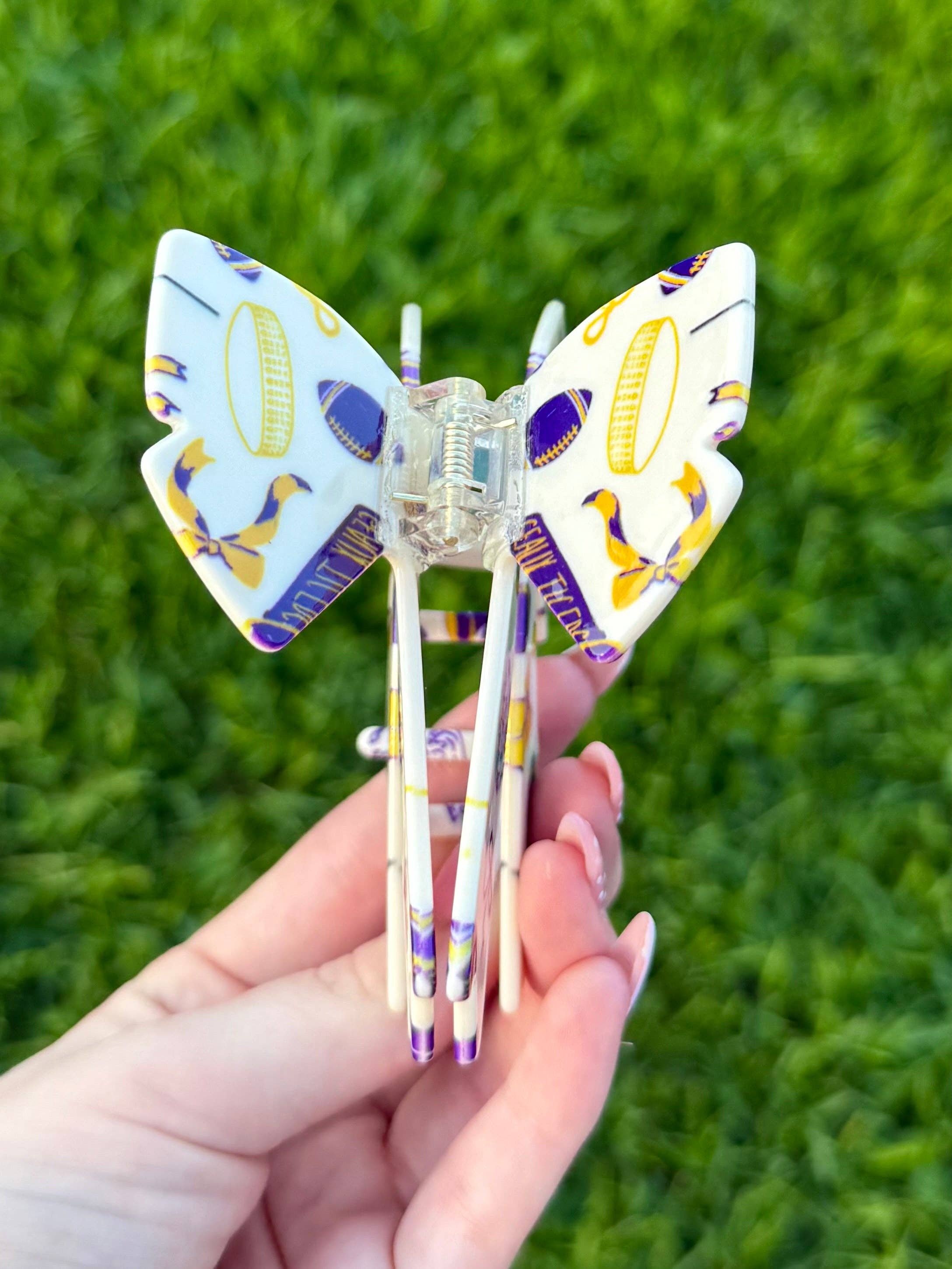 La Luna Belle LLC - Wholesale Hair Clip - Women's - LSU Bow Claw Clip2