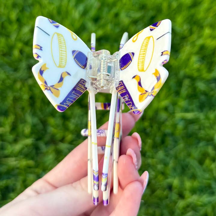 La Luna Belle LLC - Wholesale Hair Clip - Women's - LSU Bow Claw Clip2