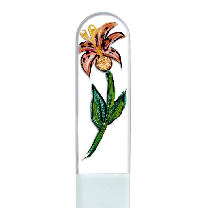 Classy Nail Files - Wholesale Nail File - Tiger Lily Flower Swarovski Hand Painted Crystal Nail File
