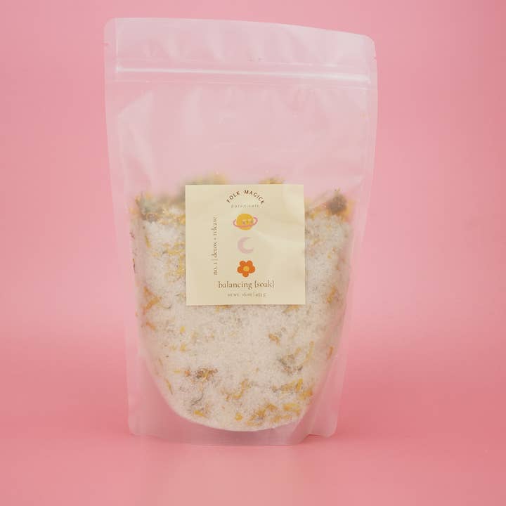 Folk Magick Botanicals – wholesale Badsalt och skumbad – Balancing Bath Salt Soak - 16 oz (gör 3 till 4 bad)