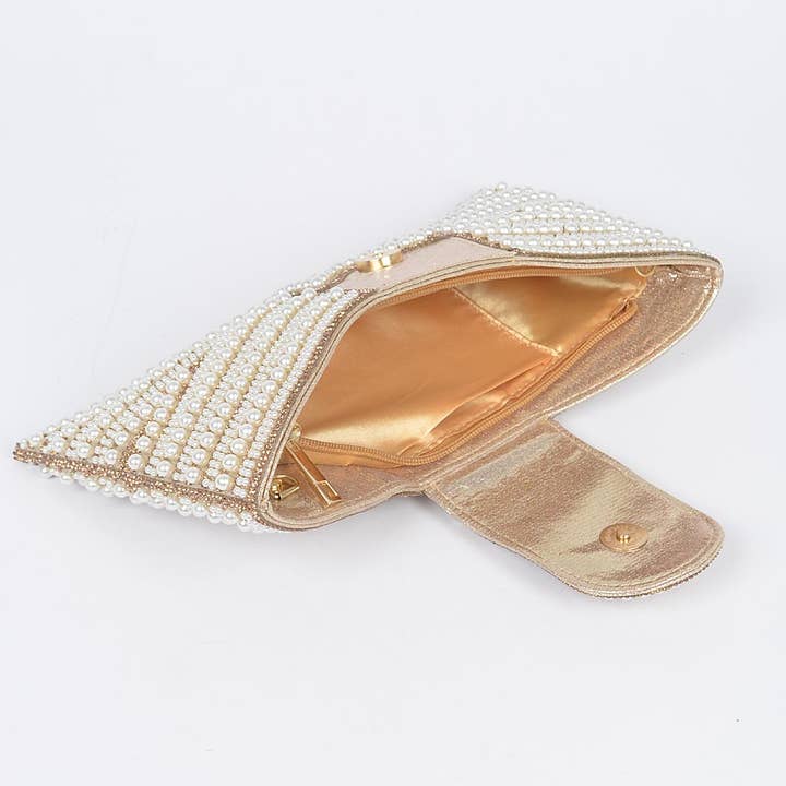 3AM BY H&D ACCESSORIES - Wholesale Clutch Bag - Women's - Rhinestone and Pearl Party Clutch