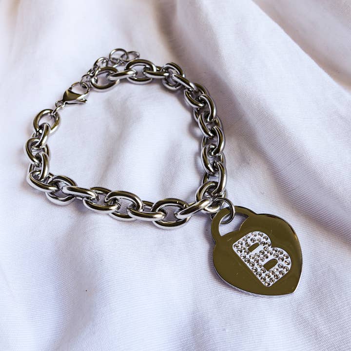 SILVER TAMARA ~ A to M Initials stainless Steel bracelet for wholesale on Faire12