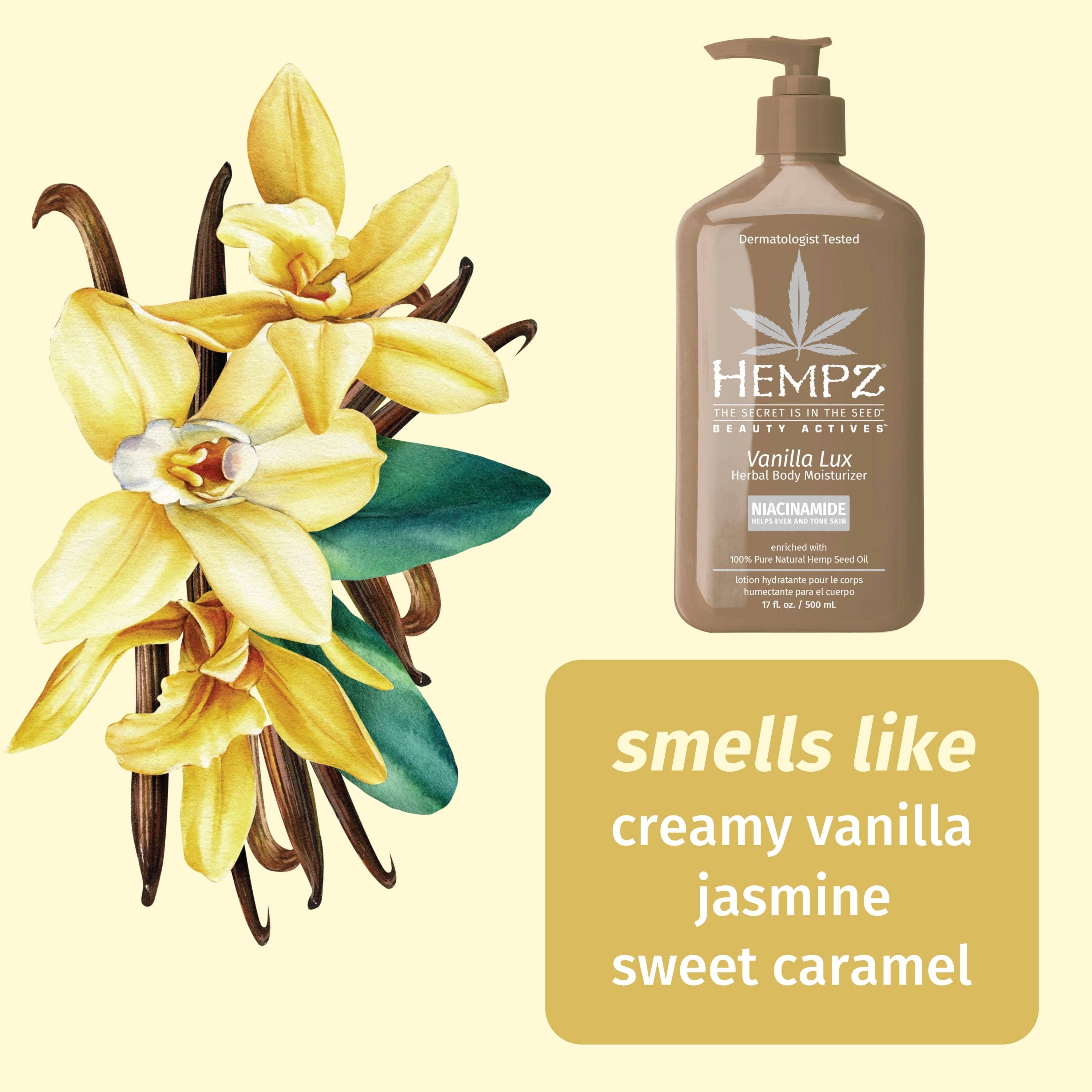 Hempz UK - Wholesale Body Cream/Lotion - Beauty Actives Vanilla Lux Herbal Body Moisturizer with Niacinamide1