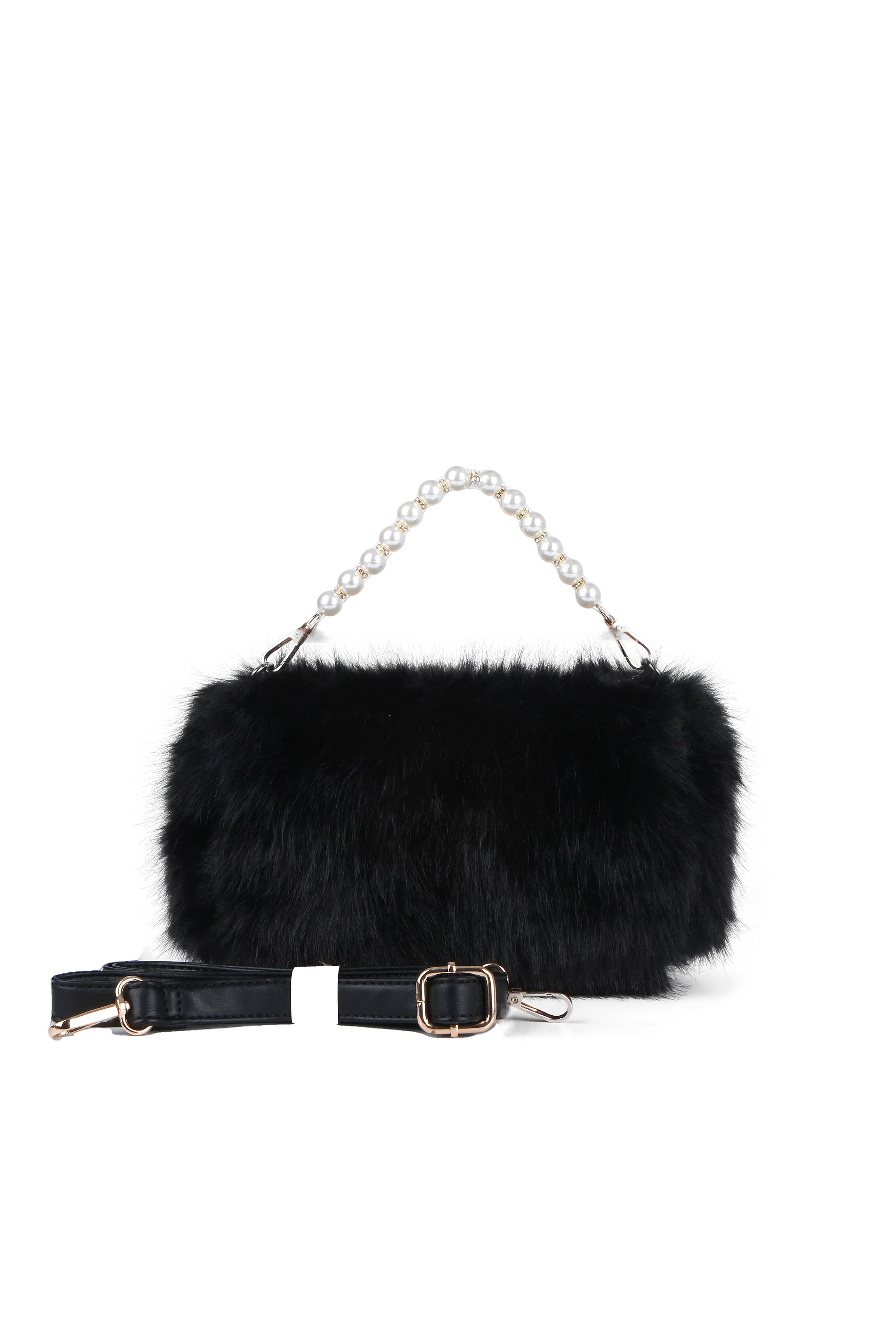 Papaya Fashion Ltd - Vendita all'ingrosso Pochette - Donna - Borsa a mano in ecopelliccia con manico a perla J-20360