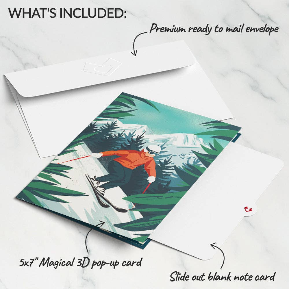 Lovepop Cards - Wholesale Everyday Greeting Card - Mountain Ski Adventure Pop-Up Card 5x7"5