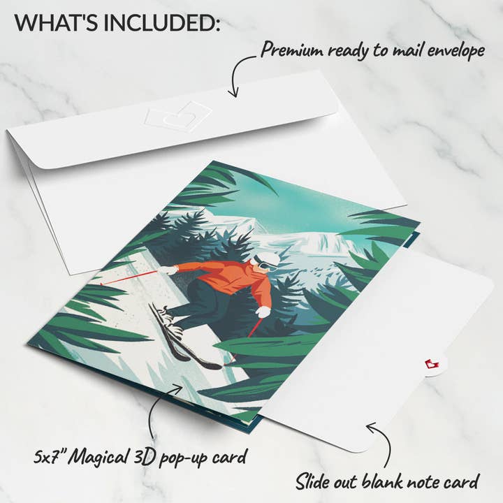 Lovepop Cards - Wholesale Everyday Greeting Card - Mountain Ski Adventure Pop-Up Card 5x7"5