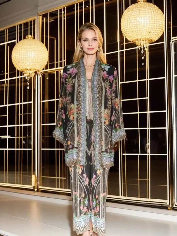 Seidenverzierter Kimono-Jacke - Capri für den Großhandel von Kaftans that Bling