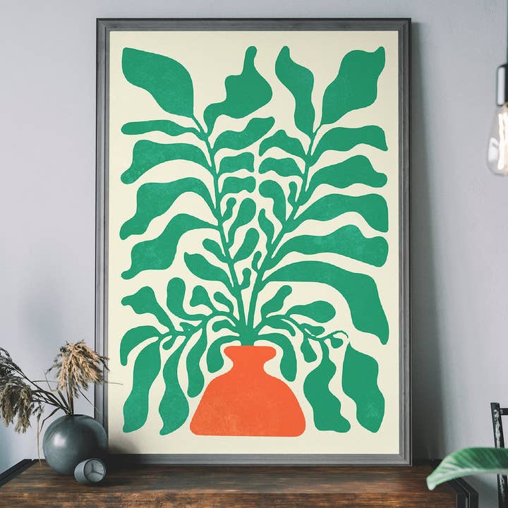 Impresión de Pintura de Jarrón Simple y Hojas para venta al por mayor de Ink & Drop