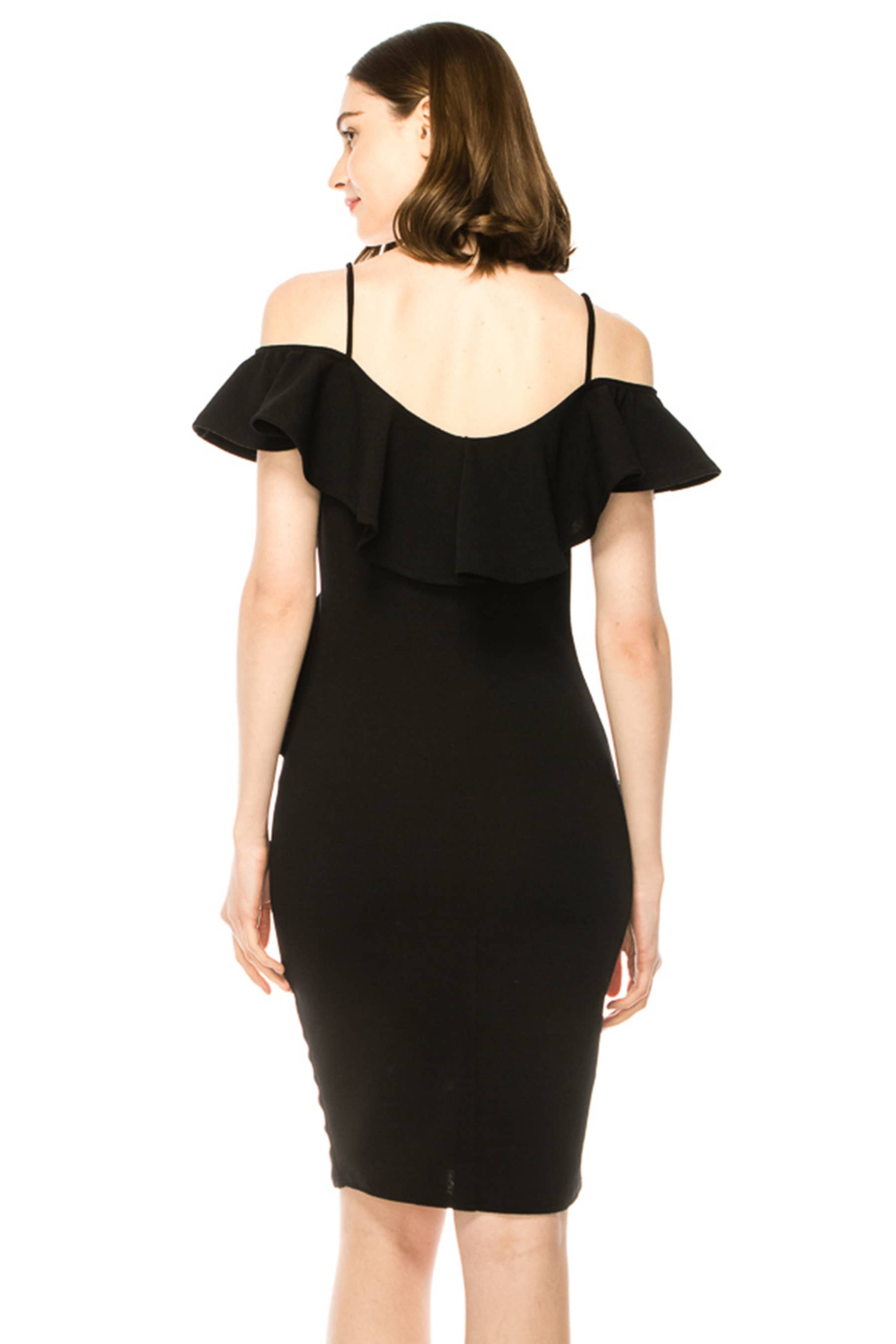 MOA COLLECTION - Wholesale Dress - Women's - Women's Off Shoulder Ruffle Accent Bodycon Dress2