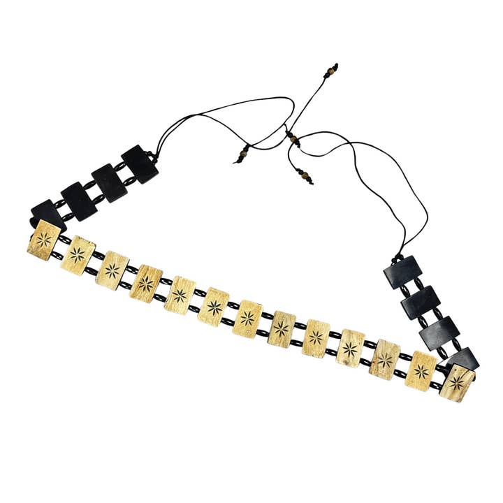 Cinto de Corda Preto com Contas de Chifre de Búfalo por atacado de Treasure Jewelry