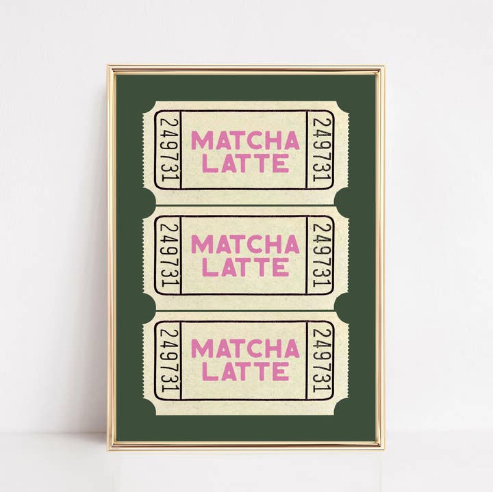 KIKIANDNIM - Wholesale Art Print - Matcha Latte Ticket Print | Coffee Shop Decor0