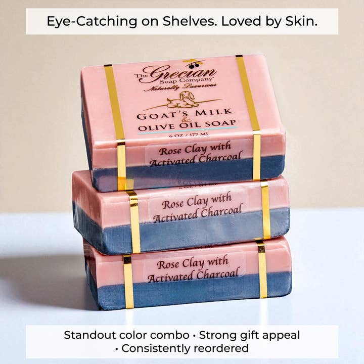 The Grecian Soap Company - Wholesale Bar Soap - Rose Clay Activated Charcoal Goat's Milk Natural Bar Soap3