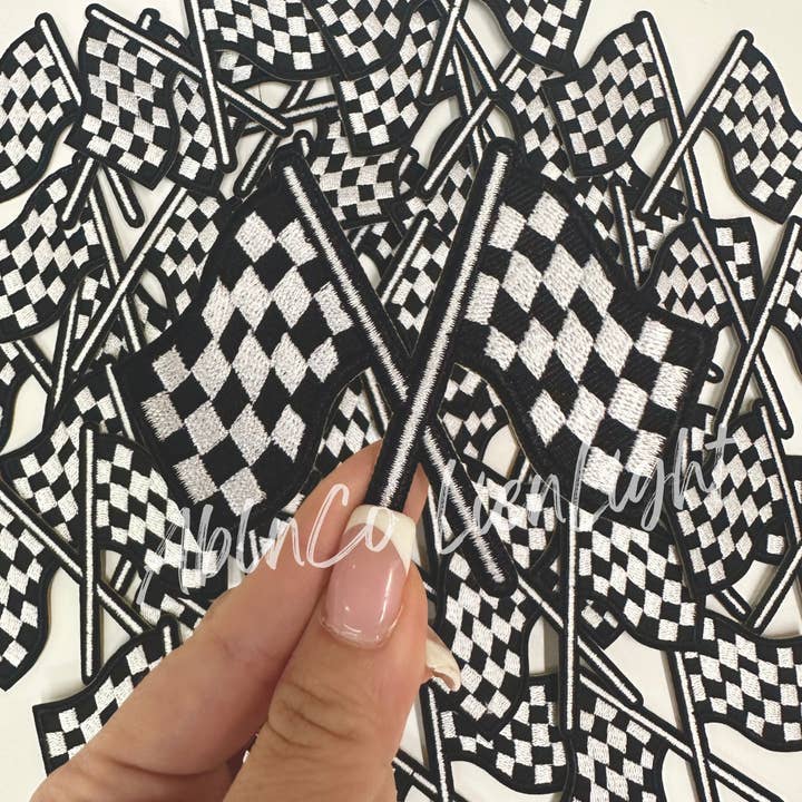 ABLNco - Wholesale Patch - trucker hat patches 3” checkered race flag embroidery patch