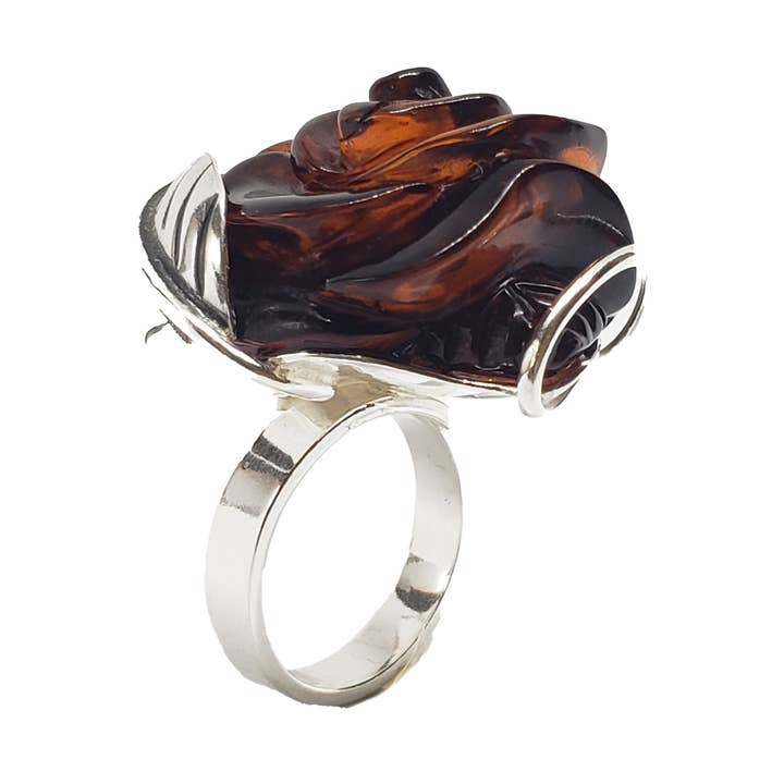 Cherry Amber Handgjord Rose Justerbar Ring för wholesale av Amberman